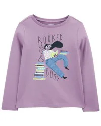 Oshkosh Kid Booked & Busy Long-Sleeve Graphic Tee - Purple Purple M