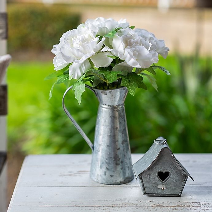 slide 3 of 4, Flora Bunda Artificial Peony Flowers with Tin Vase - White, 13 in