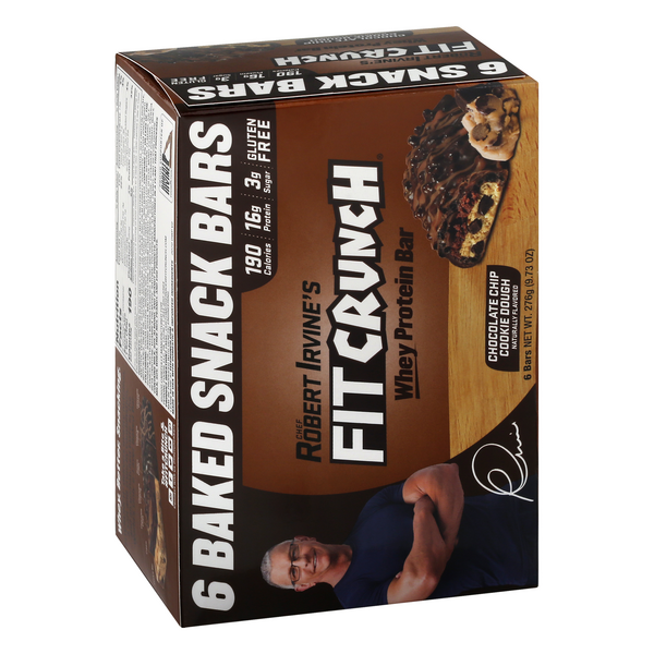 slide 1 of 1, Fit Crunch Whey Protein Bar, Chocolate Chip Cookie Dough 6Ct, 9.73 oz