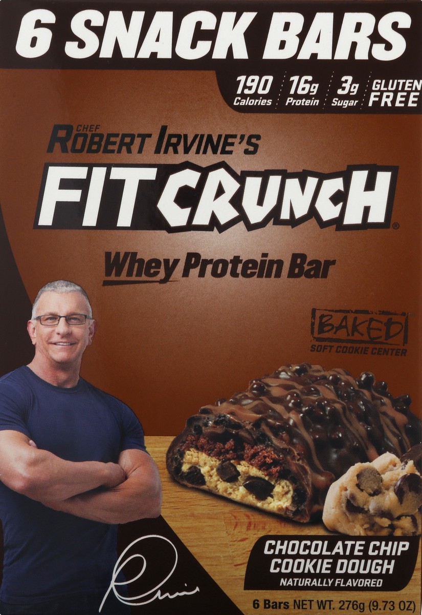 slide 7 of 13, Fit Crunch Chocolate Chip Cookie Dough Whey Protein Bar 6 ea, 6 ct