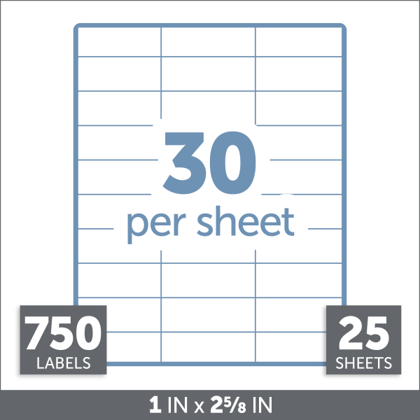 slide 3 of 3, Office Depot Brand Inkjet/Laser Address Labels, Rectangle, 1"" X 2 5/8"", White, Pack Of 750, 750 ct