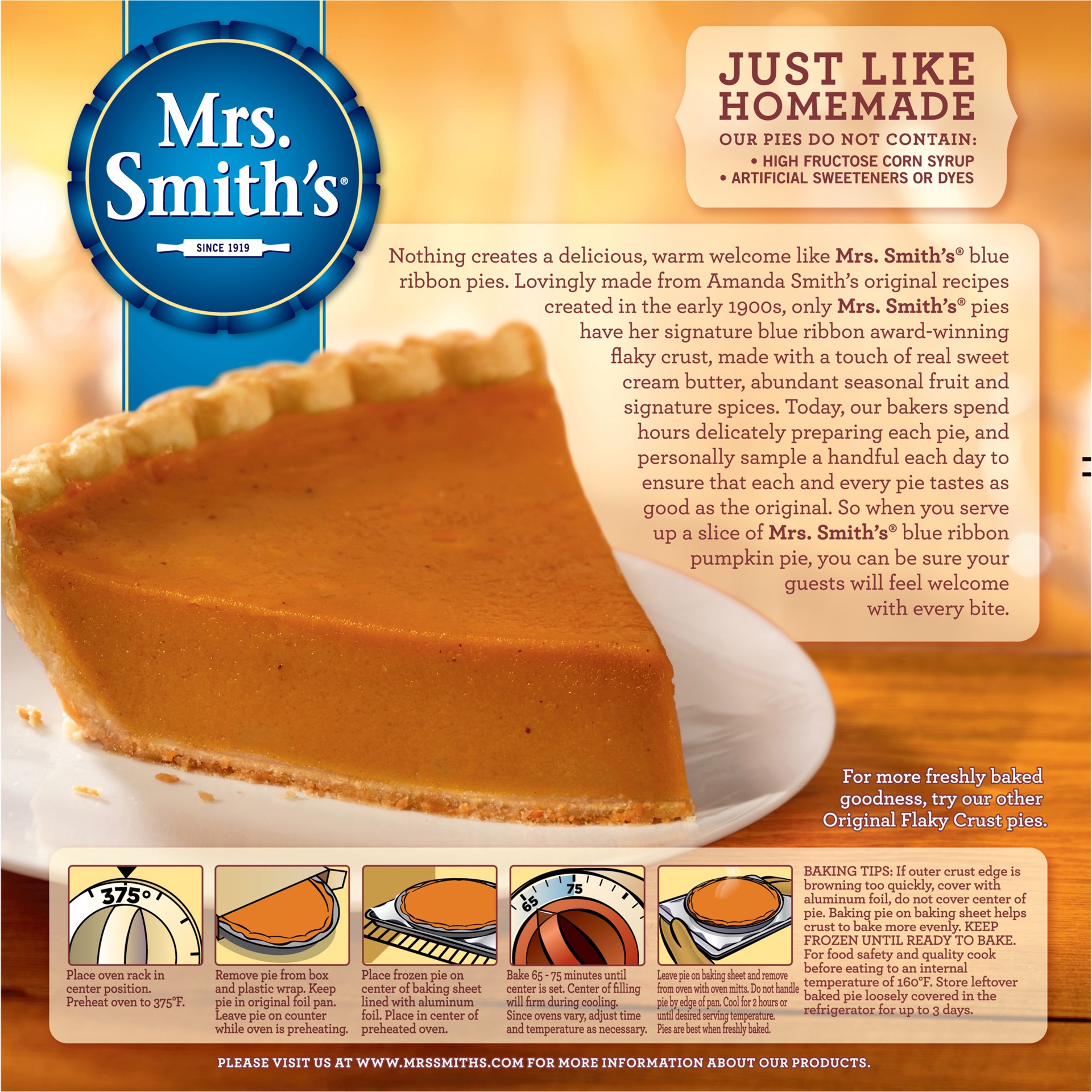 slide 3 of 4, Mrs. Smith's Original Flaky Crust Pumpkin Pie, 2.31 lb