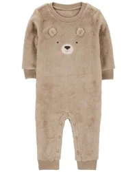 Carter's Baby Bear Fuzzy Jumpsuit Brown 18M