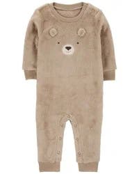 Carter's Baby Bear Fuzzy Jumpsuit Brown 18M