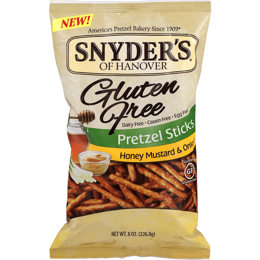 slide 2 of 8, Snyders Gluten Free Honey Mustard & Onion Pretzel Sticks, 8 oz