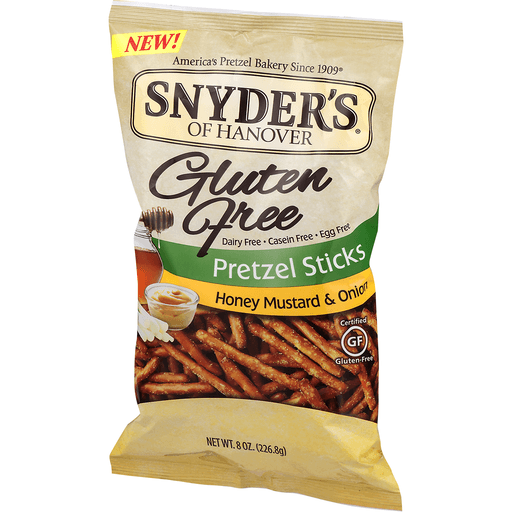 slide 3 of 8, Snyders Gluten Free Honey Mustard & Onion Pretzel Sticks, 8 oz