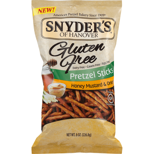 slide 4 of 8, Snyders Gluten Free Honey Mustard & Onion Pretzel Sticks, 8 oz