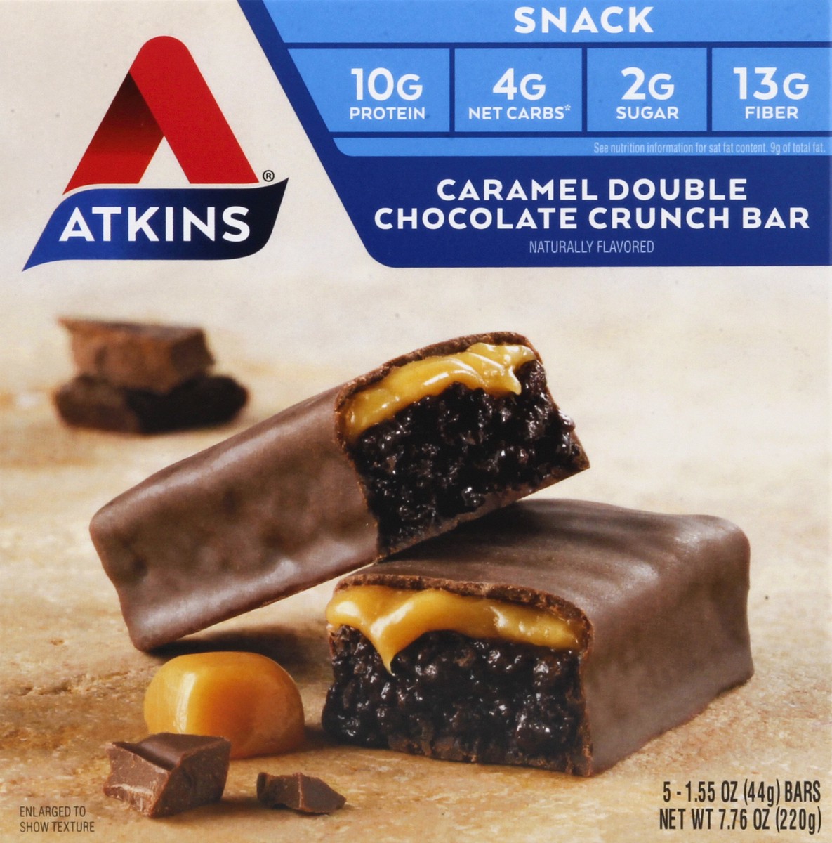 slide 9 of 12, Atkins Caramel Double Chocolate Crunch Snack Bar, 5 ct; 1.55 oz