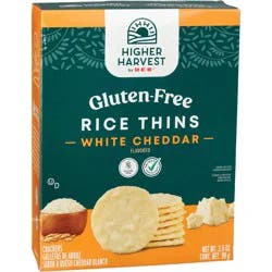 Higher Harvest by H-E-B Gluten-Free Rice Thins – White Cheddar