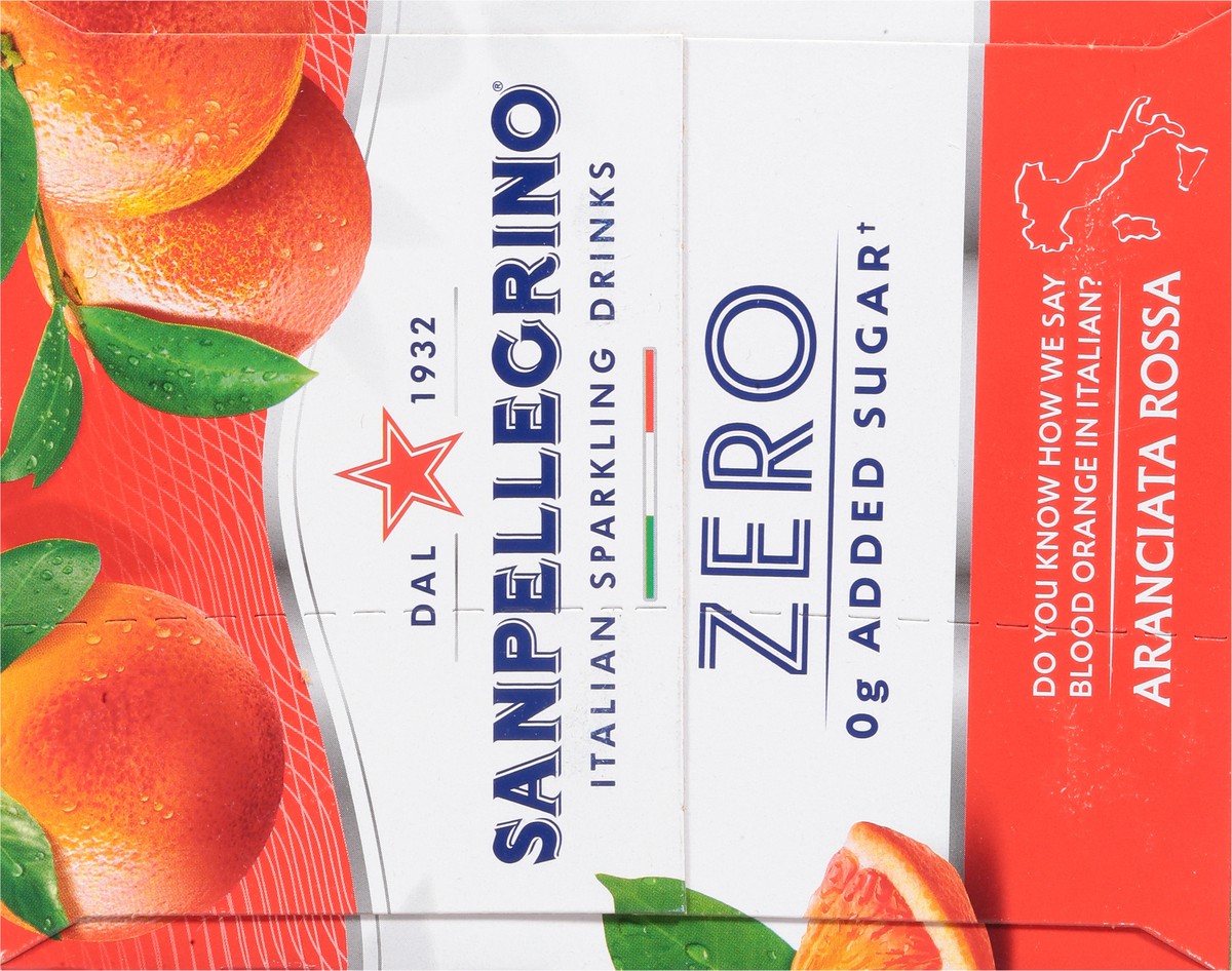 slide 2 of 16, SanPellegrino Zero Grams Added Sugar Italian Sparkling Drinks Blood Orange, Sparkling Orange and Blood Orange Beverage, 6 Pack of 11.15 Fl Oz Cans, 6 ct
