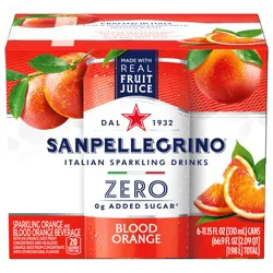 San Pellegrino Italian Sparkling Drink, Zero Sugar, Blood Orange, 6 Cans