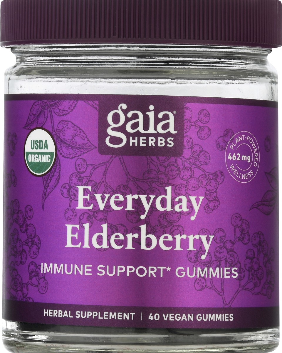 slide 5 of 9, Gaia Herbs Adult Daily Elderberry Flavor Black Elderberry 40 Vegan Gummies, 40 ct