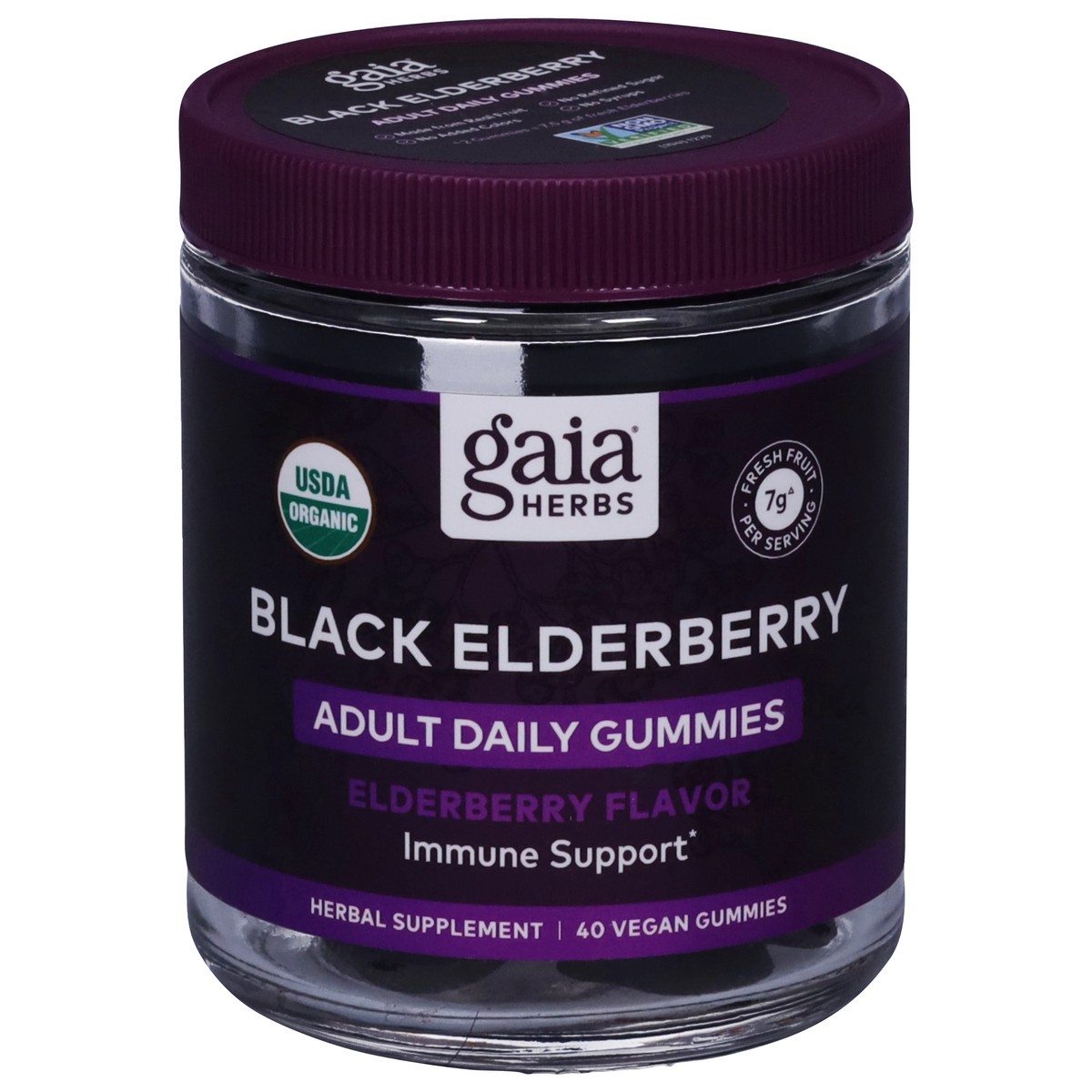 slide 1 of 9, Gaia Herbs Adult Daily Elderberry Flavor Black Elderberry 40 Vegan Gummies, 40 ct