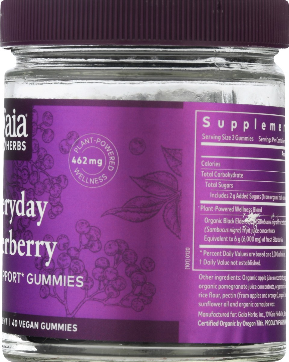 slide 8 of 9, Gaia Herbs Adult Daily Elderberry Flavor Black Elderberry 40 Vegan Gummies, 40 ct