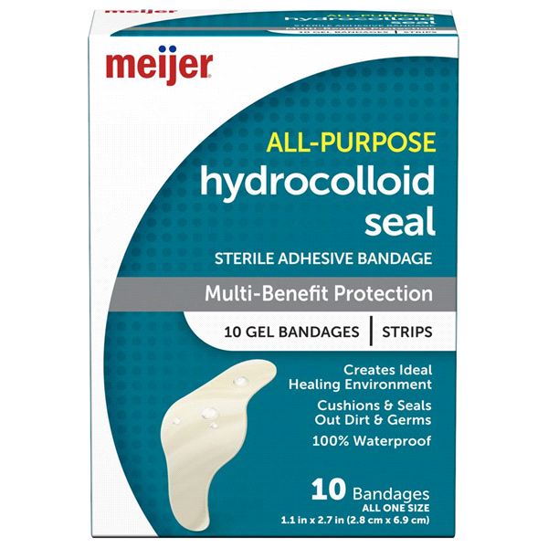 slide 1 of 5, Meijer All-Purpose Hydrocolloid Seal Bandages, 10 ct