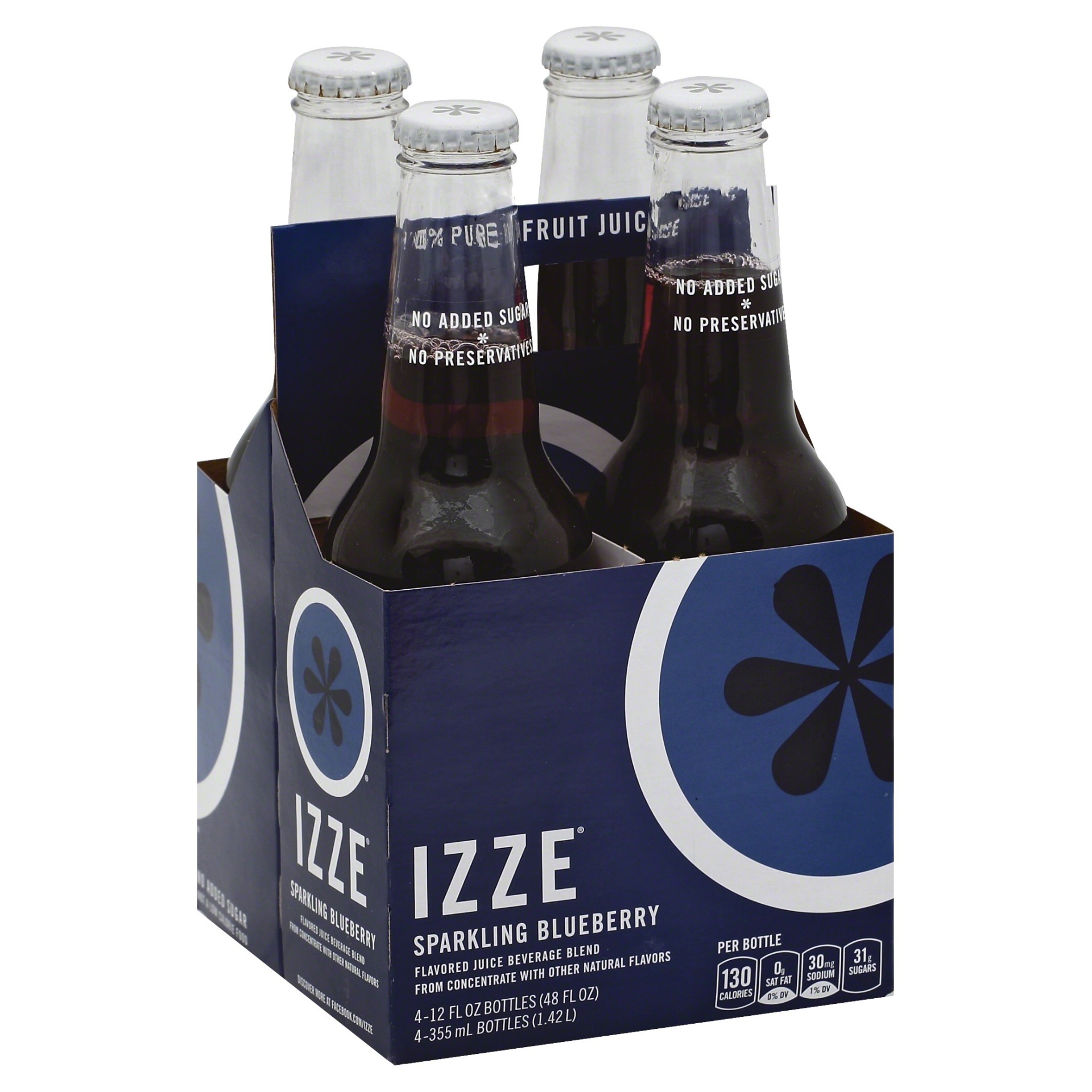 slide 1 of 2, Izze Sparkling Blueberry Juice, 4 ct; 12 fl oz