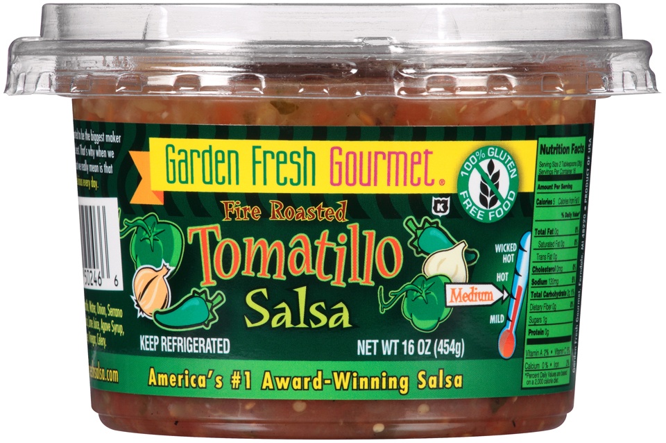 slide 1 of 1, Garden Fresh Gourmet Salsa, Fire Roasted Tomatillo, Medium, 16 oz