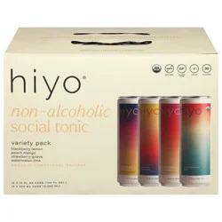 Hiyo Organic Non-Alcoholic Social Tonic Assorted Functional Seltzer Variety Pack - 12 x 12 fl oz Cans