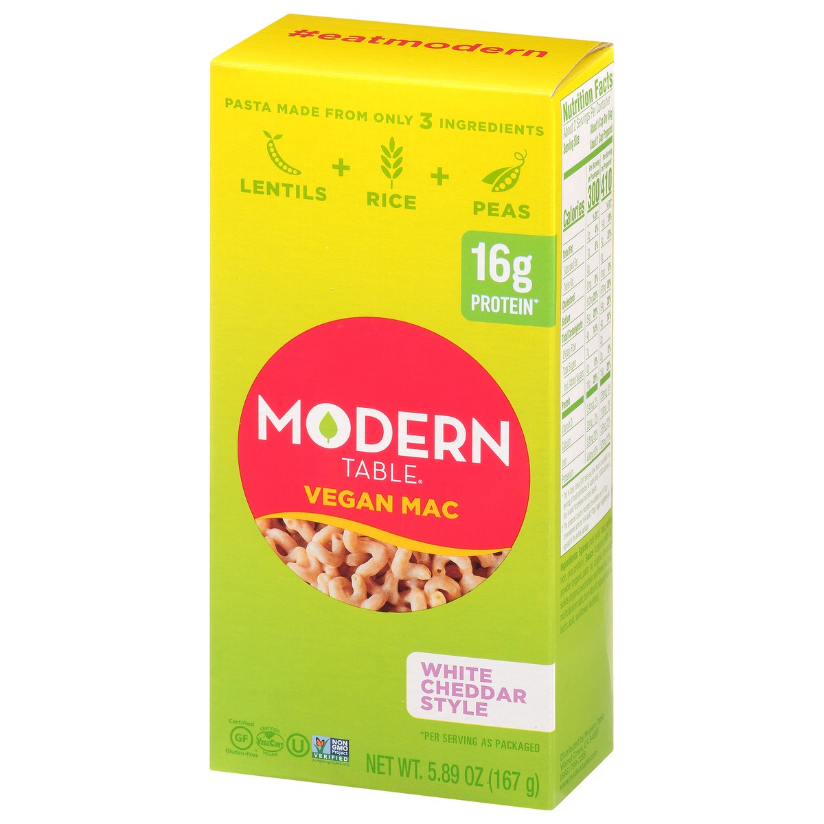 slide 10 of 10, Modern Table White Cheddar Style Complete Protein Vegan Mac, 5.89 oz