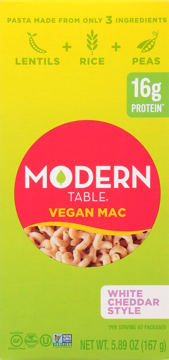 slide 6 of 10, Modern Table White Cheddar Style Complete Protein Vegan Mac, 5.89 oz