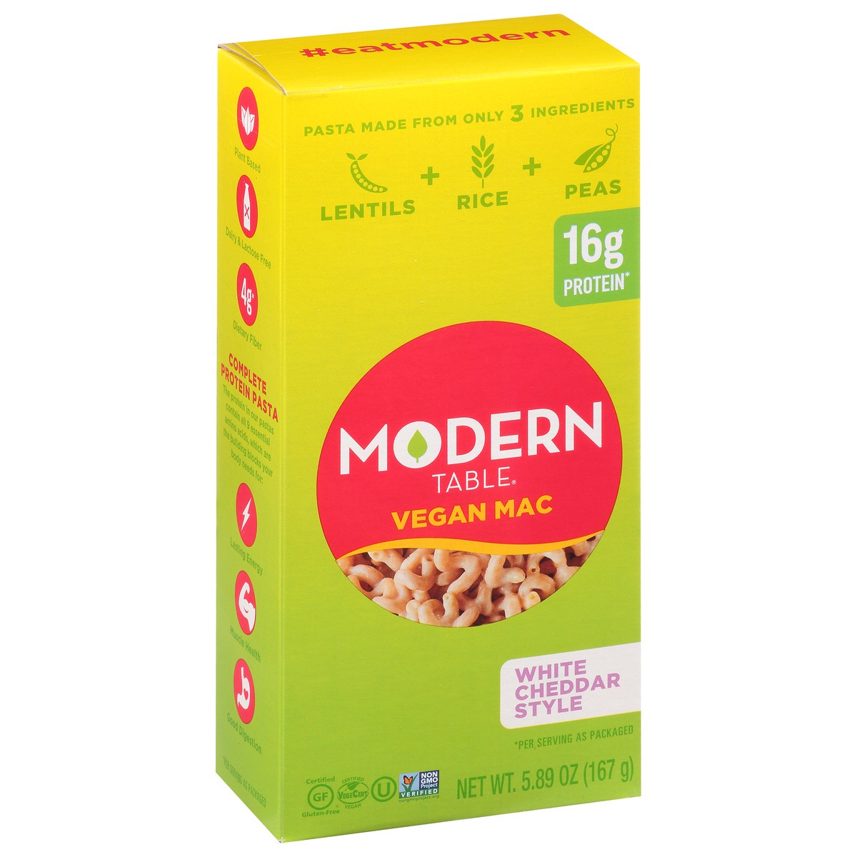 slide 7 of 10, Modern Table White Cheddar Style Complete Protein Vegan Mac, 5.89 oz