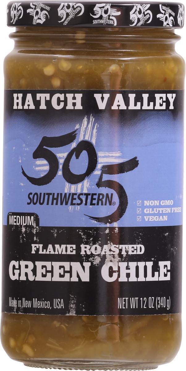 slide 9 of 13, Hatch Valley Medium Flame Roasted Green Chile 12 oz Jar, 12 oz
