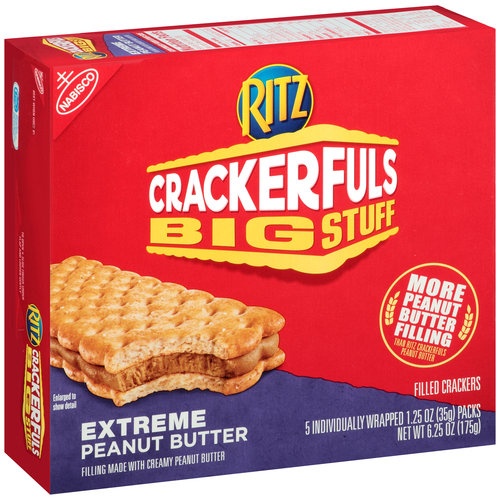 slide 1 of 6, Nabisco Ritz Crackerfuls Big Stuff Extreme Peanut Butter Filled Crackers, 6.25 oz