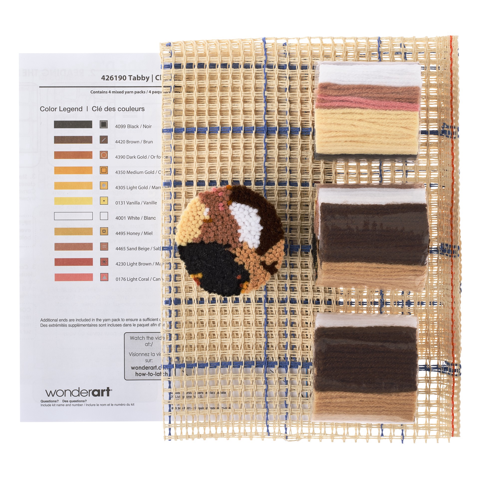 slide 3 of 4, Wonderart Tabby Latch Hook Kit, 12 in x 12 in