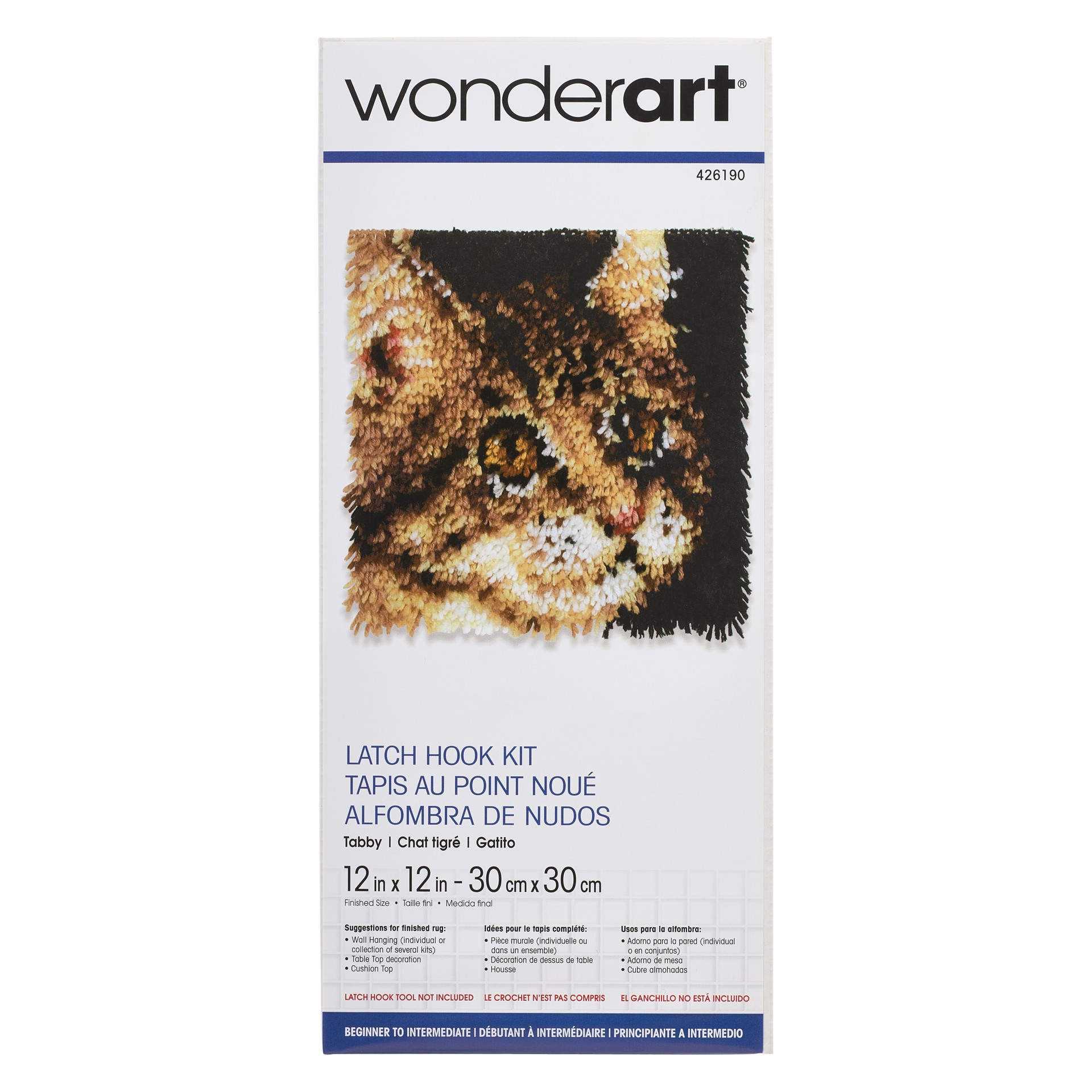 slide 4 of 4, Wonderart Tabby Latch Hook Kit, 12 in x 12 in