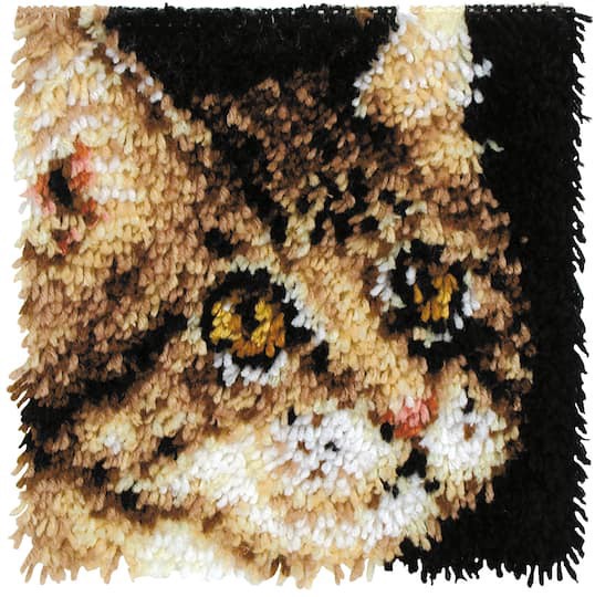 slide 1 of 4, Wonderart Tabby Latch Hook Kit, 12 in x 12 in