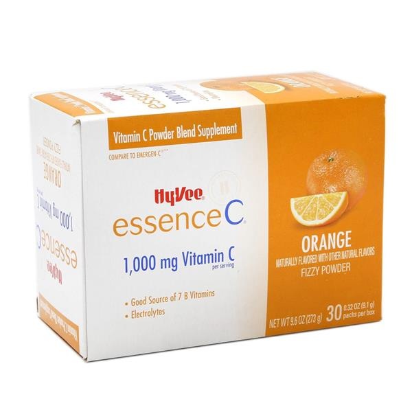 slide 1 of 1, Hy-Vee Essence C Orange Fizzy Powder Supplement, 30 ct; 0.32 oz