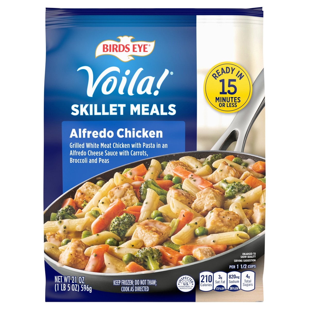 slide 1 of 5, Birds Eye Voila! Alfredo Chicken Frozen Meal, 21 OZ Bag, 21 oz