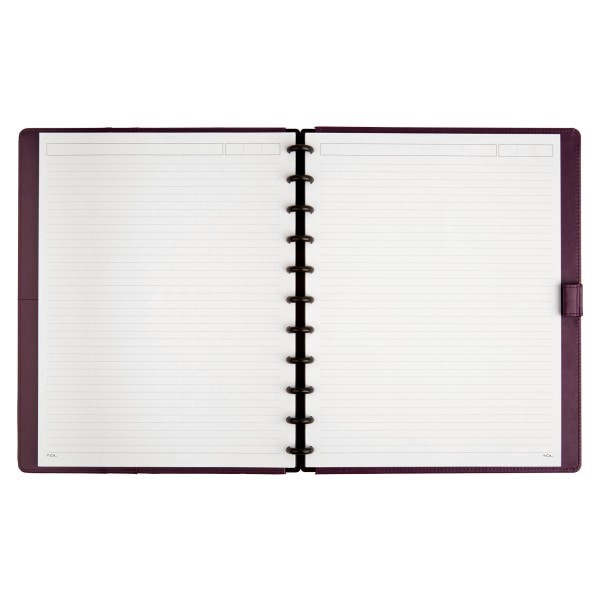 slide 2 of 5, Tul Custom Note-Taking System Discbound Notebook With Leather Cover, Letter Size, Narrow Ruled, 60 Sheets, Purple, 60 ct
