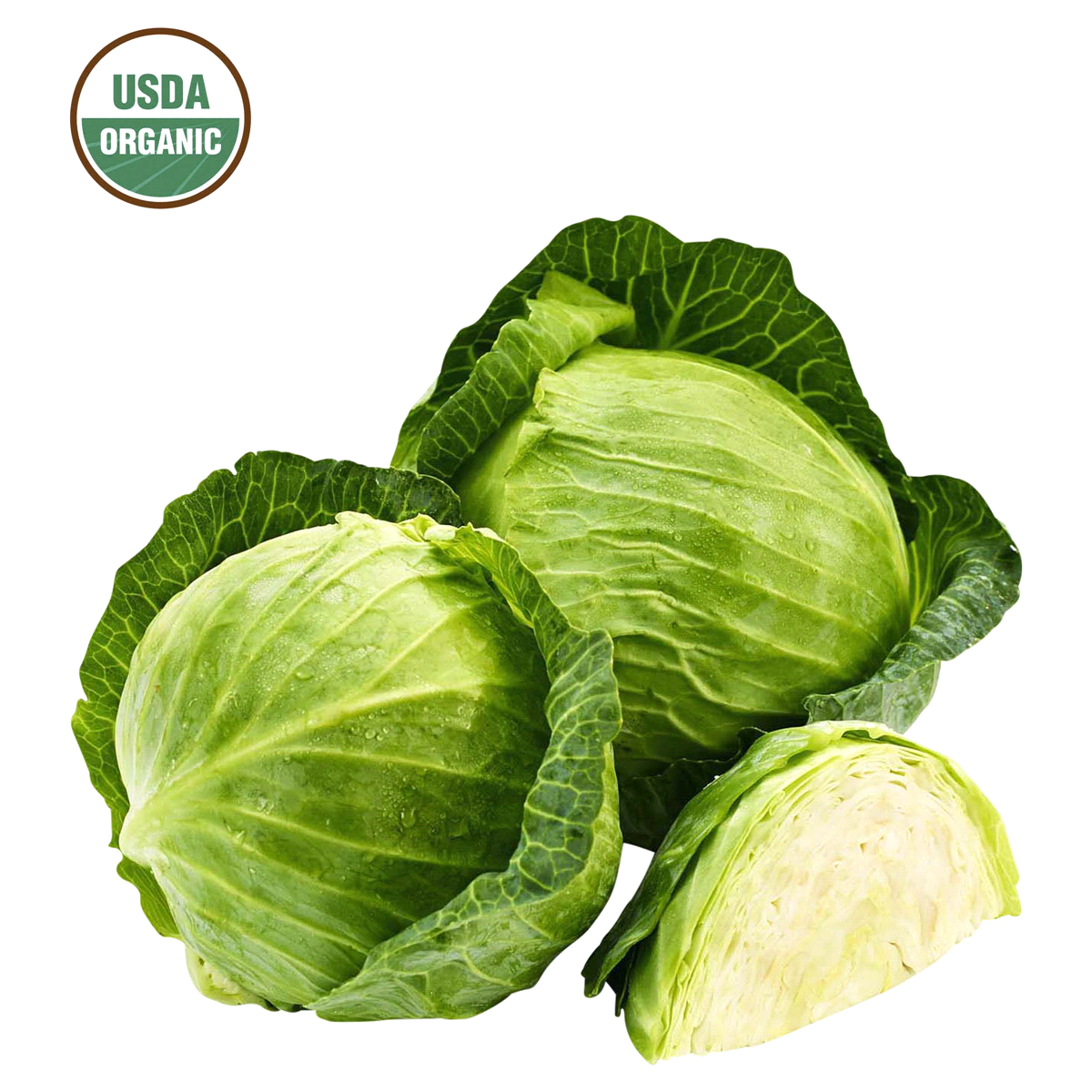 slide 1 of 1, Organic Produce Organic Green Cabbage, 1 ct