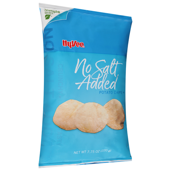 slide 1 of 1, Hy-Vee Potato Chips No Salt, 7.8 oz