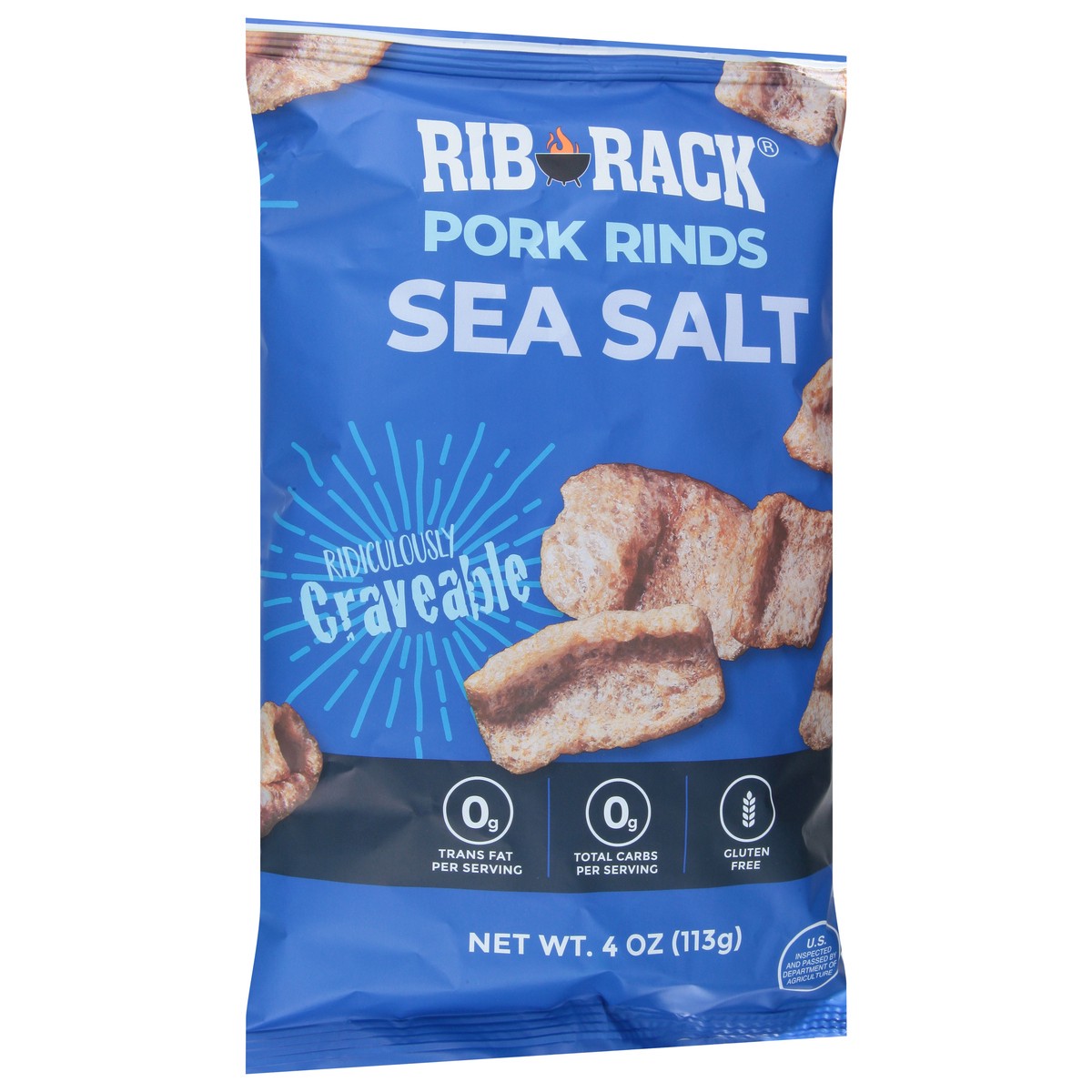 slide 2 of 9, Rib Rack Sea Salt Pork Rinds, 4 oz