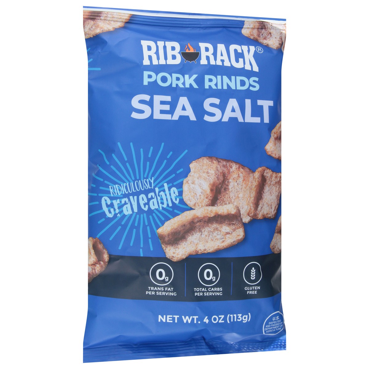 slide 4 of 9, Rib Rack Sea Salt Pork Rinds, 4 oz