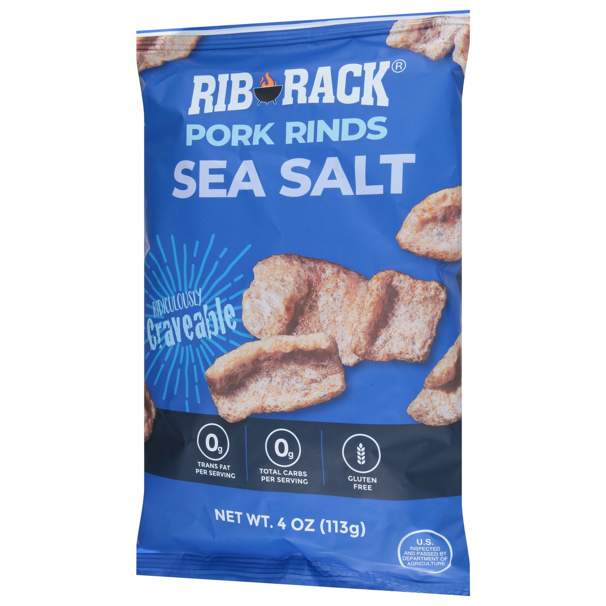 slide 3 of 9, Rib Rack Sea Salt Pork Rinds, 4 oz