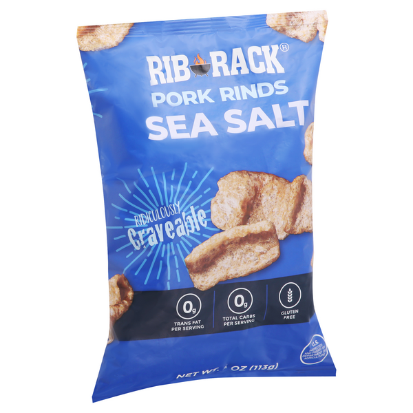 slide 1 of 1, Rib Rack Pork Rinds, Sea Salt, 4 oz