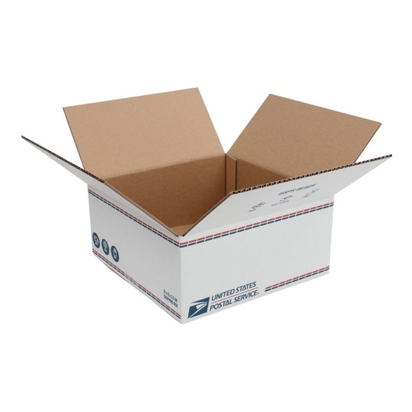 slide 1 of 1, United States Post Office Shipping Box, 12" X 12" X 5-1/2", White, 12 in