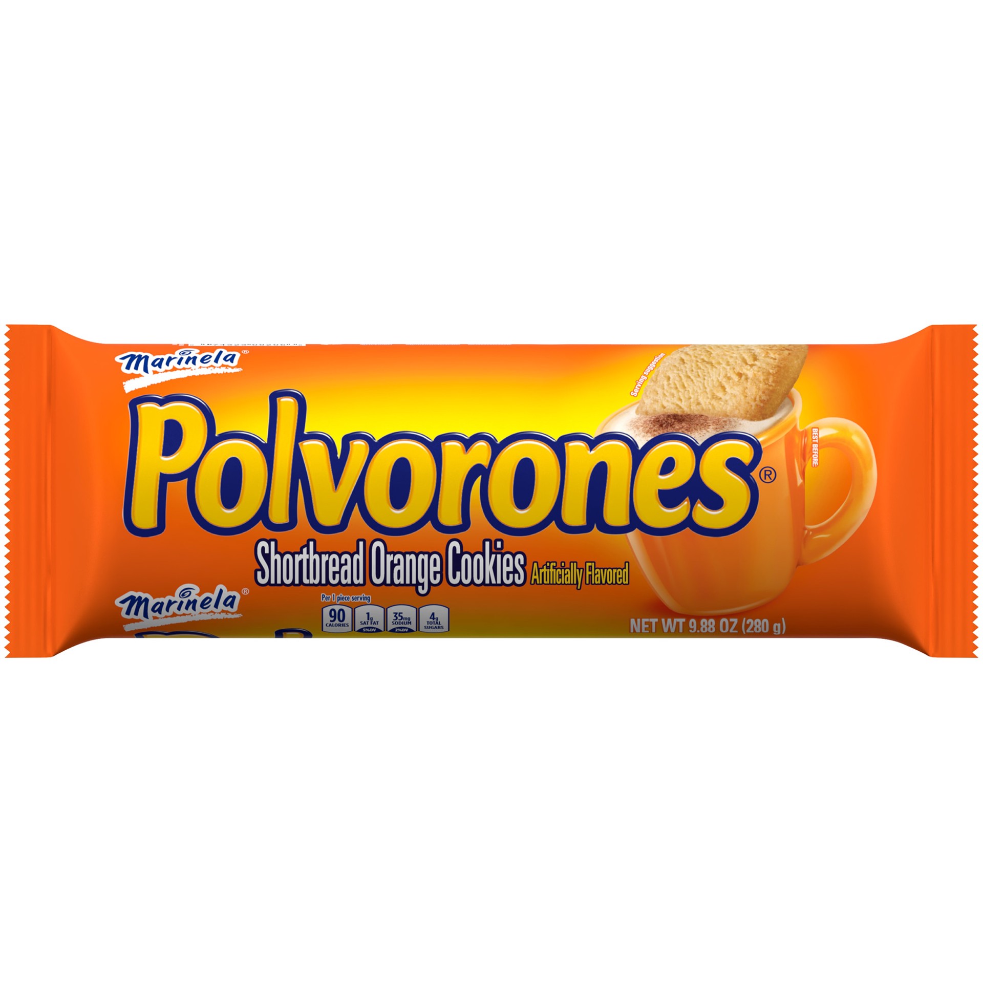 slide 1 of 13, Marinela Polvorones Orange Shortbread Cookies, 9.88 oz, Cookies, Bag, 9.87 oz