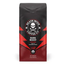 Death Wish Coffee Co. Death Wish Coffee, Organic and Fair Trade, Dark Roast, Ground Coffee, 16 oz