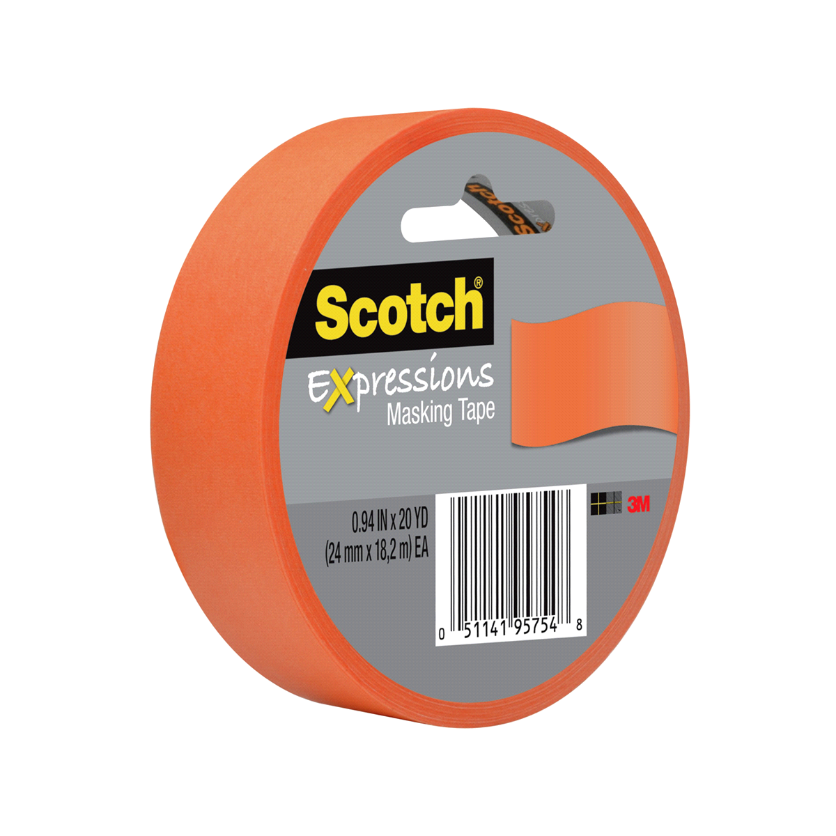 slide 1 of 1, Scotch Decorative Masking Tape, Tangerine, 1 in x 20 yd