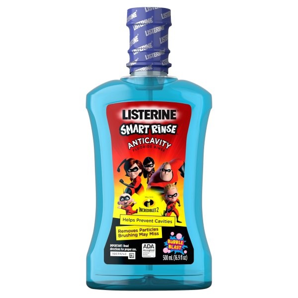 slide 1 of 6, Listerine Anticavity Bubble Blast Smart Rinse, 16.9 fl oz