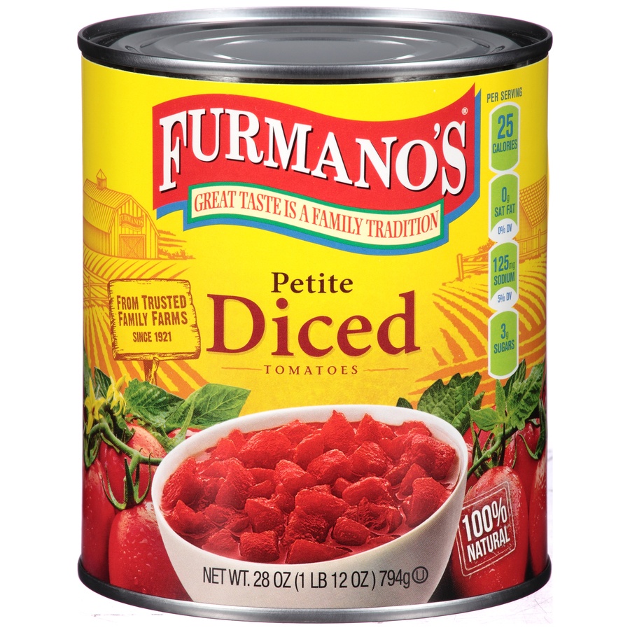 slide 1 of 6, Furmano's Petite Diced Tomatoes, 28 oz