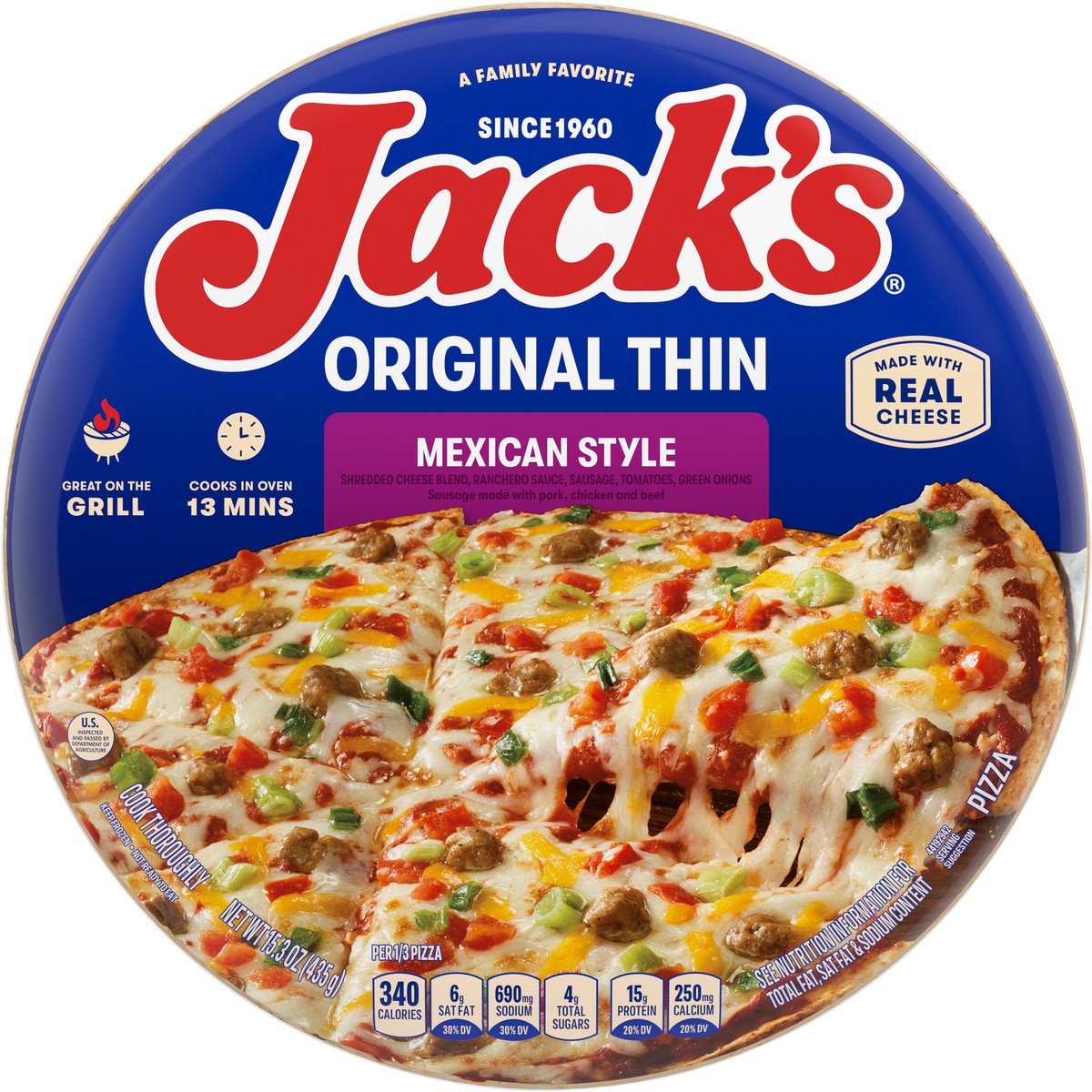 slide 9 of 12, Jack's Original Thin Crust Mexican Style Frozen Pizza, 15.38 oz