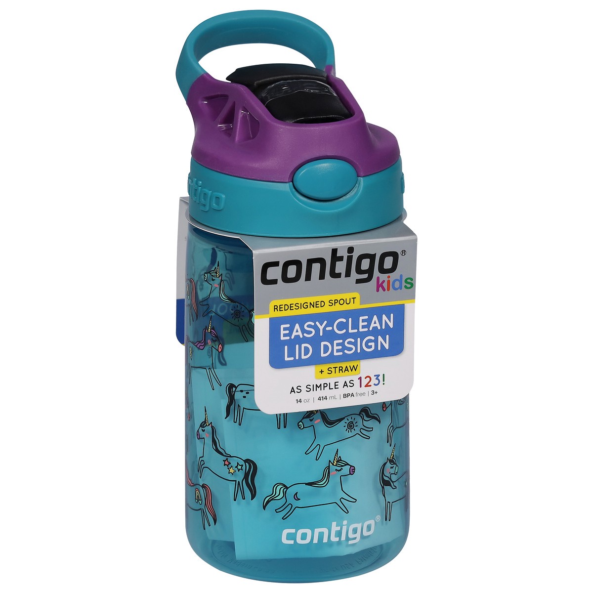 slide 2 of 9, Contigo Kids Water Bottle with Redesigned AUTOSPOUT Straw, Unicorns, 1 ct