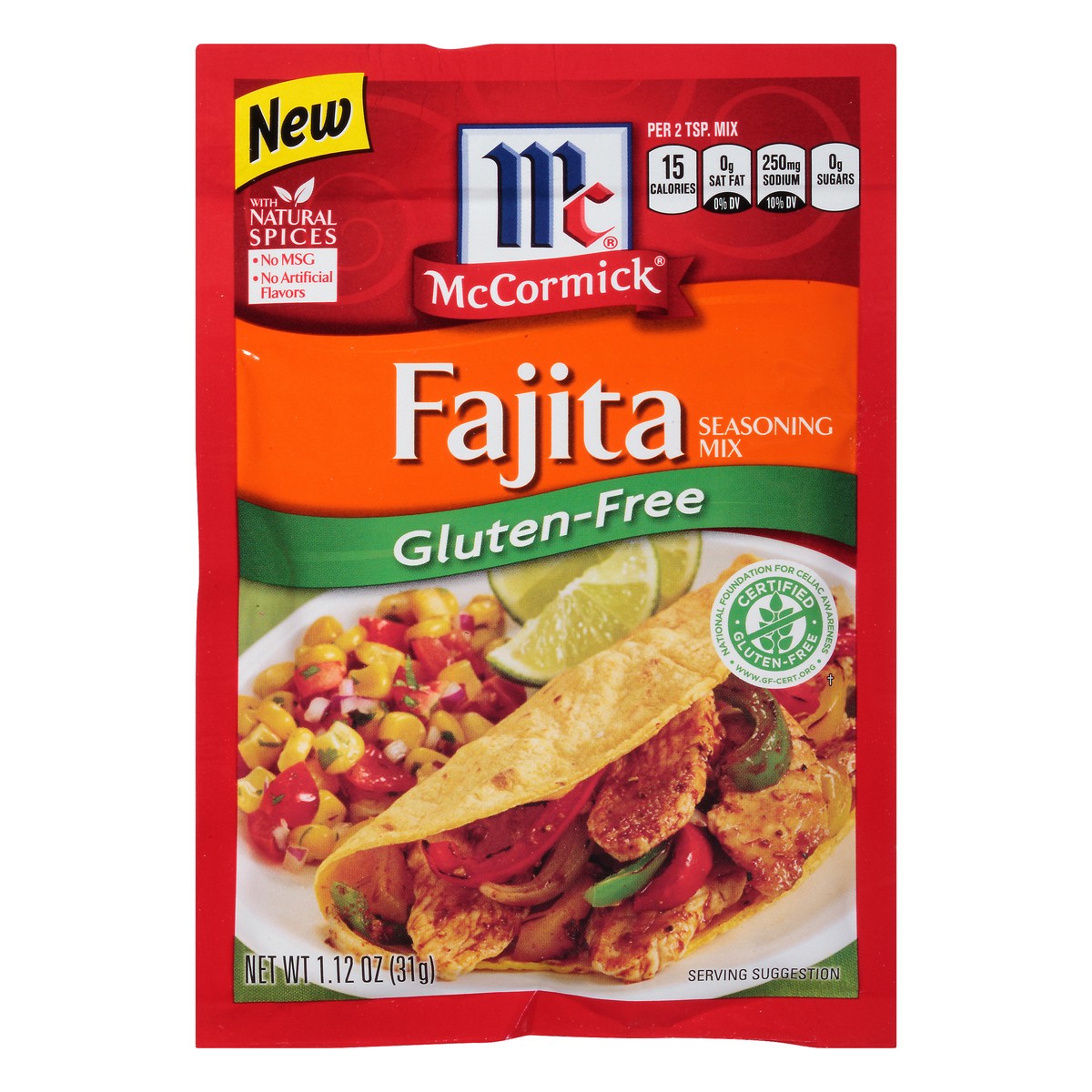 slide 1 of 8, McCormick Gluten Free Fajitas Seasoning, 1.12 oz