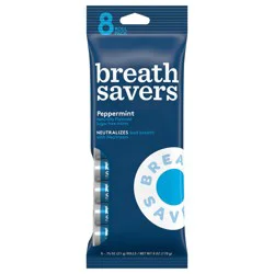 Breath Savers Peppermint Flavored Sugar Free Breath Mints Rolls, 0.75 oz (8 Count)