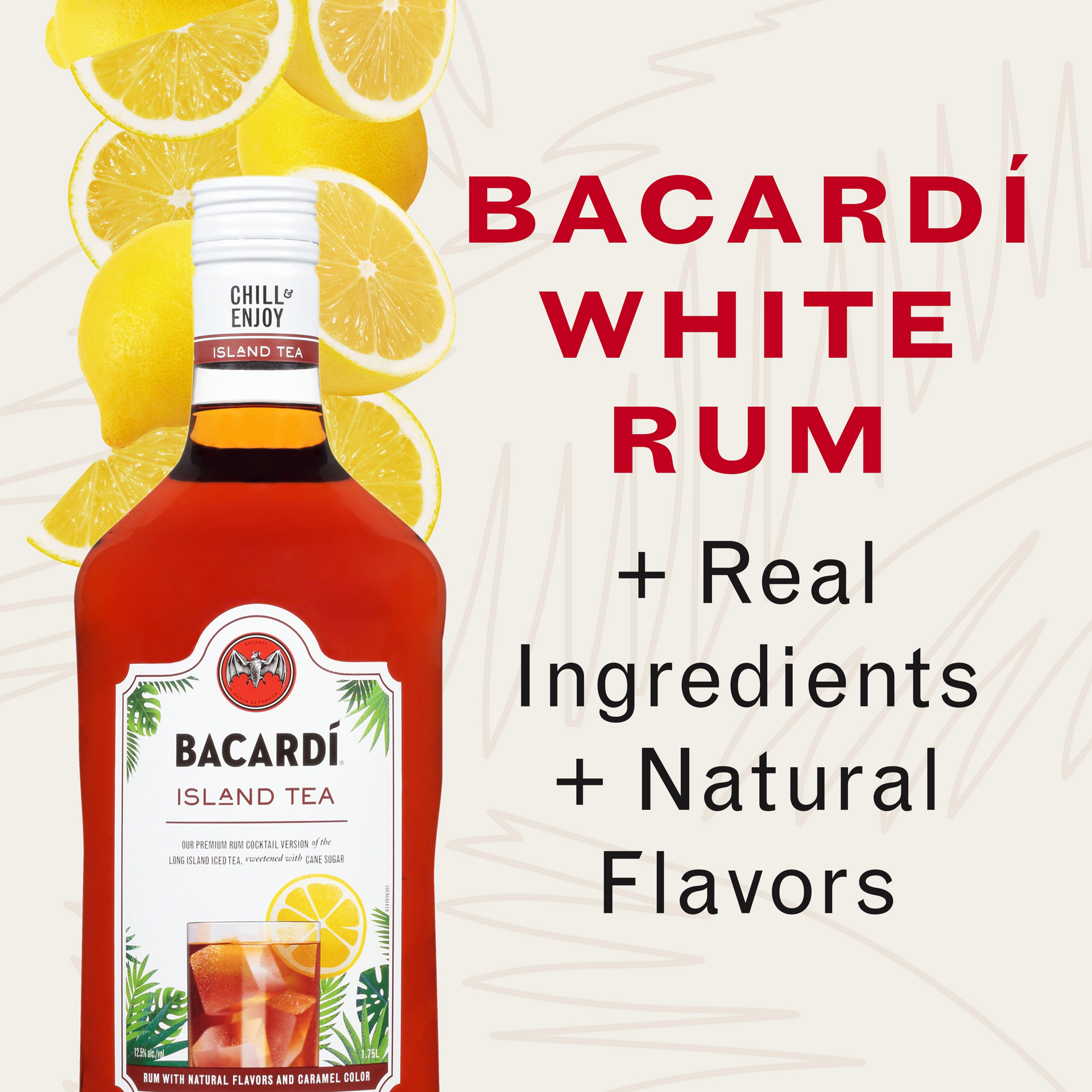 slide 2 of 5, Bacardí Bacardi Island Tea Ready To Serve Premium Rum Cocktail, Gluten Free 12.5% 175Cl/1.75L, 1.75 liter